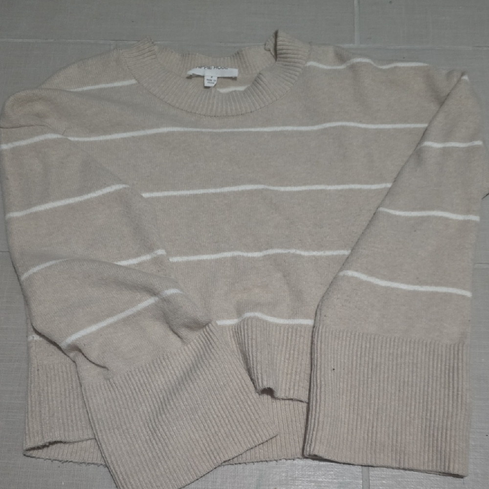 Hippie Rose Beige and White Striped Sweater